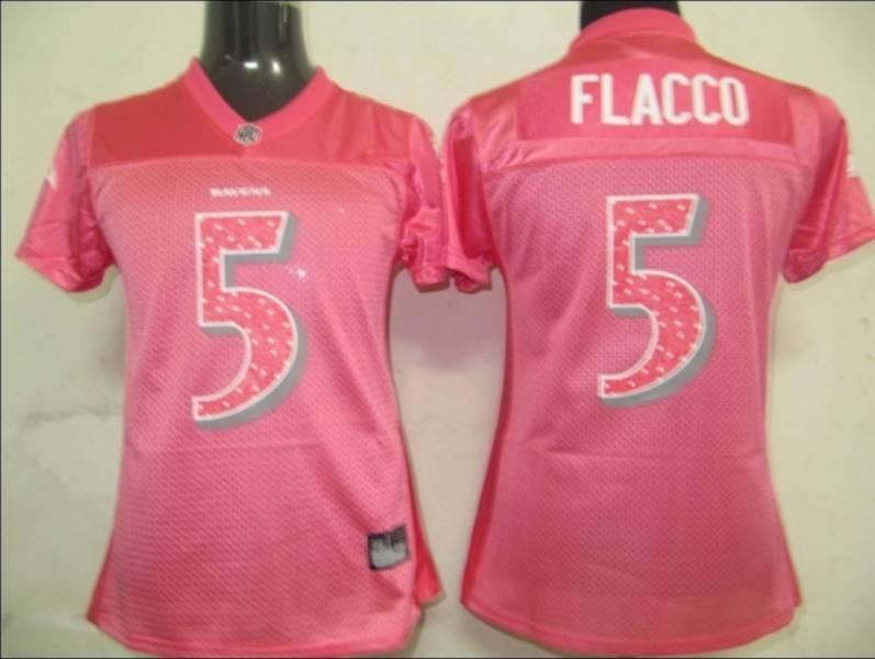 Ravens #5 Joe Flacco Red Women's Sweetheart Stitched NFL Jersey - Click Image to Close